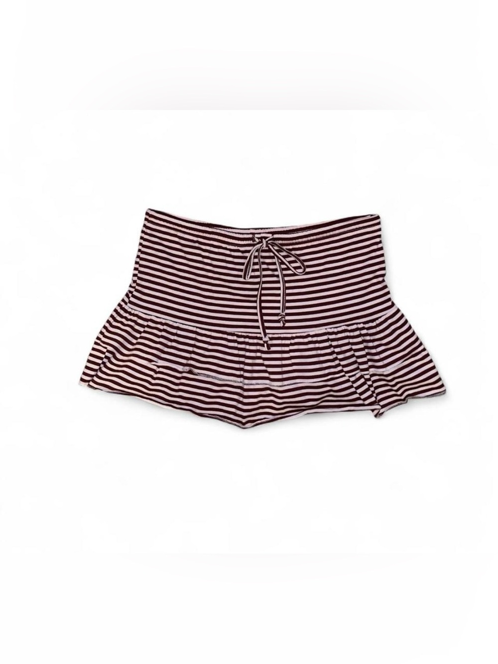 Forever 21 Burgundy pink striped ruffle sporty skirt M. Has built in shorts New